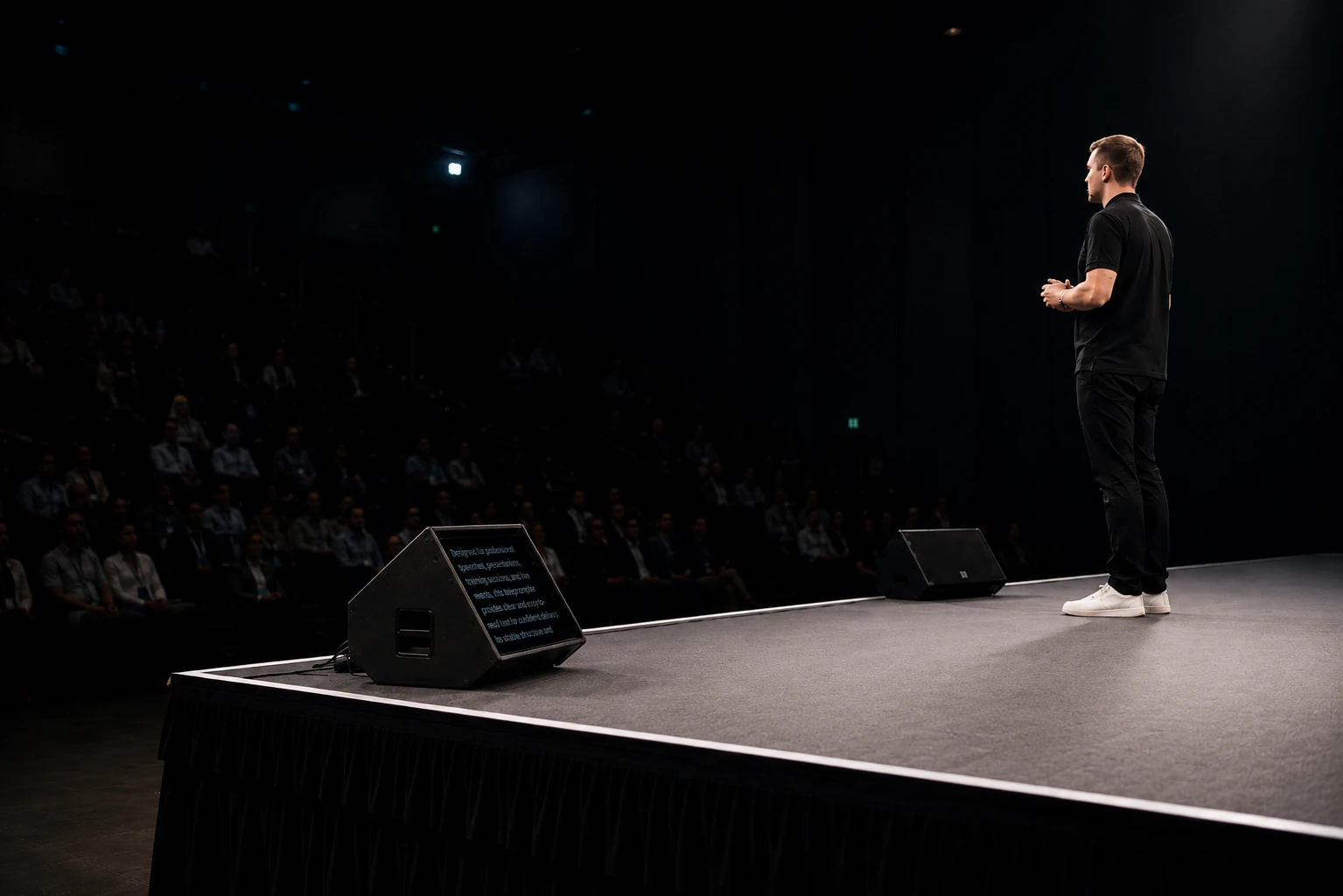 Box Stage Teleprompter blending into a live stage setup